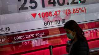 Asian stocks trade lower, Hang Seng down over 1K pts