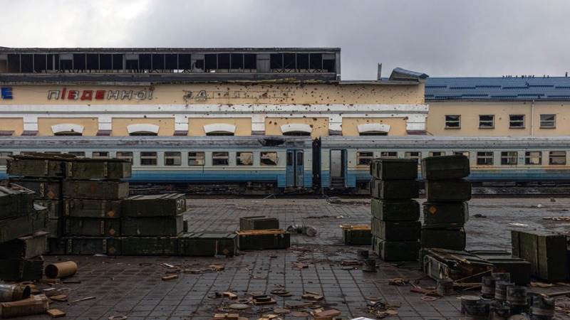 Two Russian missiles hit railway station, causing casualties