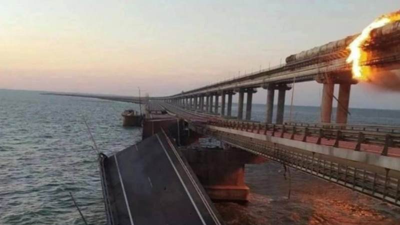 Crimea bridge hit by explosion