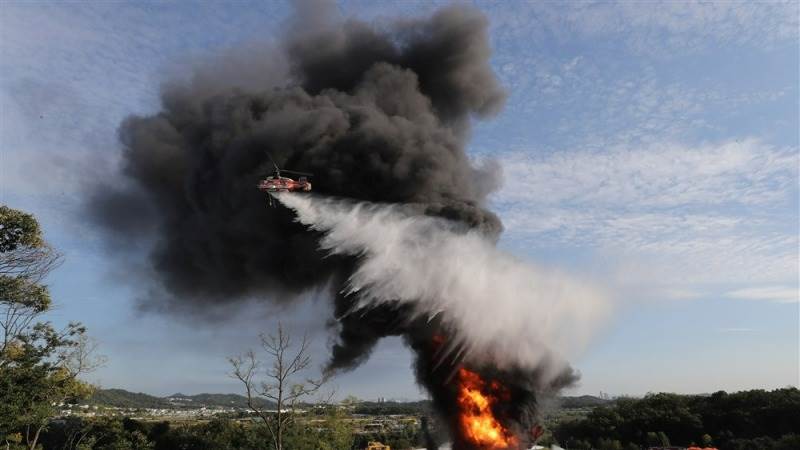 Oil tank in Russia catches fire after missile strike