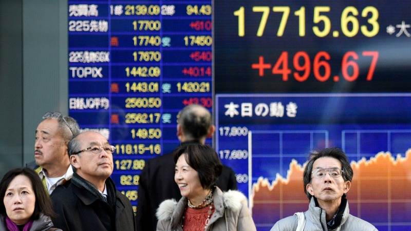 Asia mostly lower amid data, regional tensions