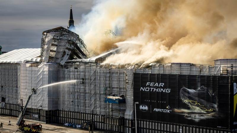 Fire at Copenhagen’s old stock exchange ‘under control’