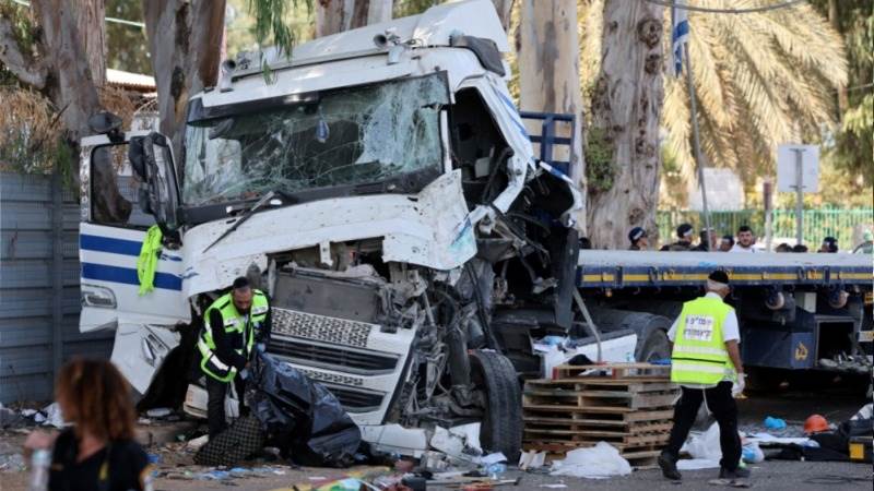 50 injured after truck strikes bus stop near Tel Aviv