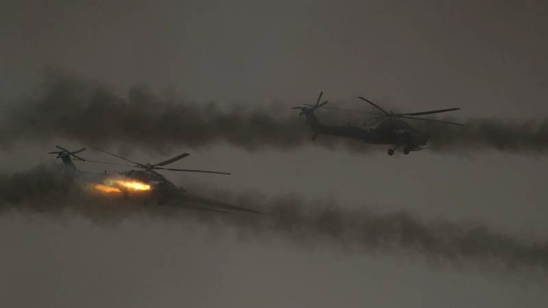 Russian helicopters hit Ukrainian armored vehicles in Kursk border area